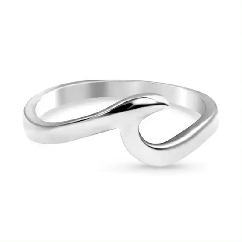 Vente! Meilleure qualité AAA en argent sterling 925 fait à la main belle bague en argent de déclaration de bande de vague minuscule au prix d'usine en gros