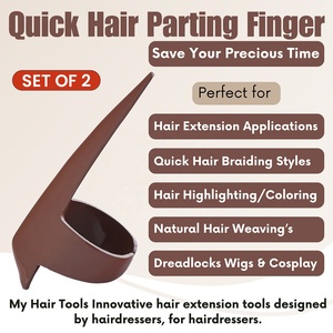 Premium kalite saç ekleme aracı örgü yardım parmak ayrılık aracı kıllar ayrılık örgü Curling Styling yuvarlak İpucu - Product Image 2