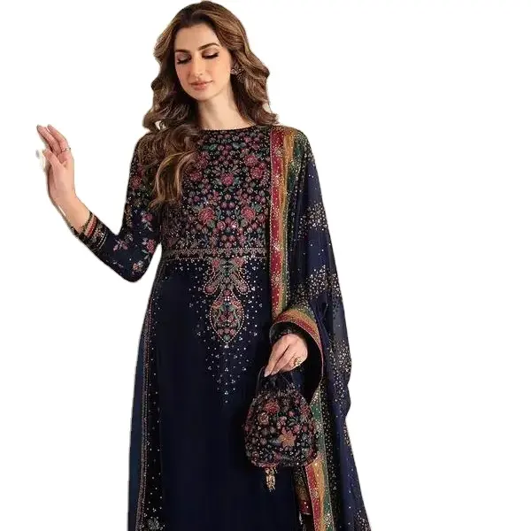 Floral Design Work WEDDING PARTY WEAR DRESS Designer SUIT SHARARA Latest Designs Women Boutique Quality