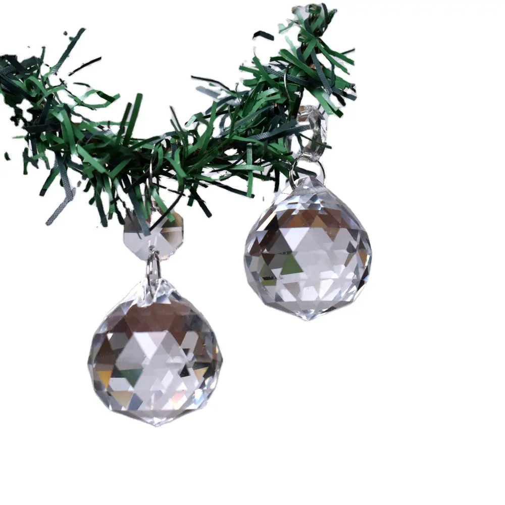 Fatto a mano Premium Clear Crystal Round Christmas Glass Ornament Christmas Hanging X-mas Tree Balls regalo di design all'ingrosso