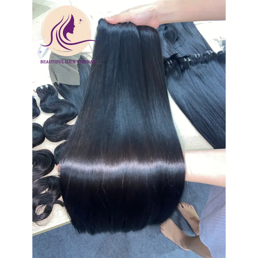 La mejor textura de hueso recto de buena calidad de alta moda de larga duración de un solo donante de cabello de Vietnam, cabello crudo Vietnamise, cabello Asean