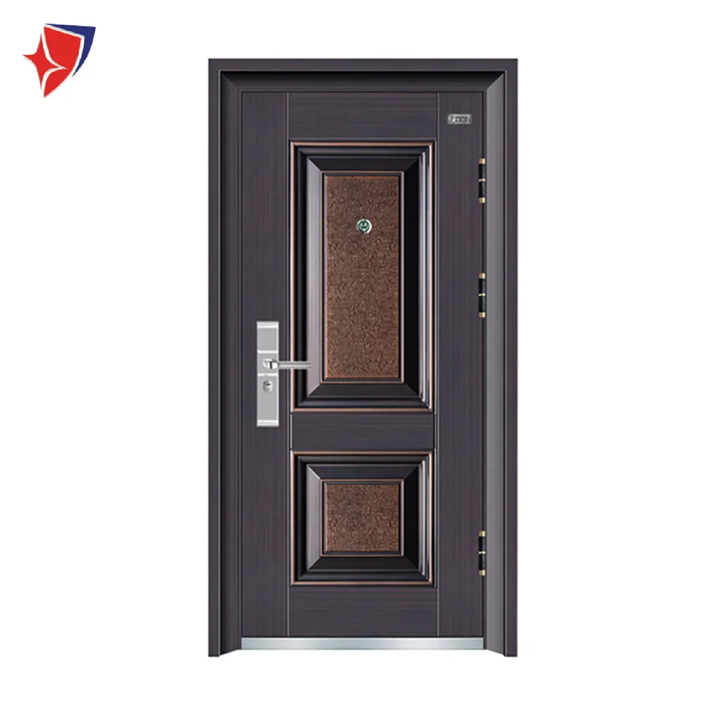 Chinese Supplier Classical Design Style Single Security Steel Door with Stainless Steel Handle for House