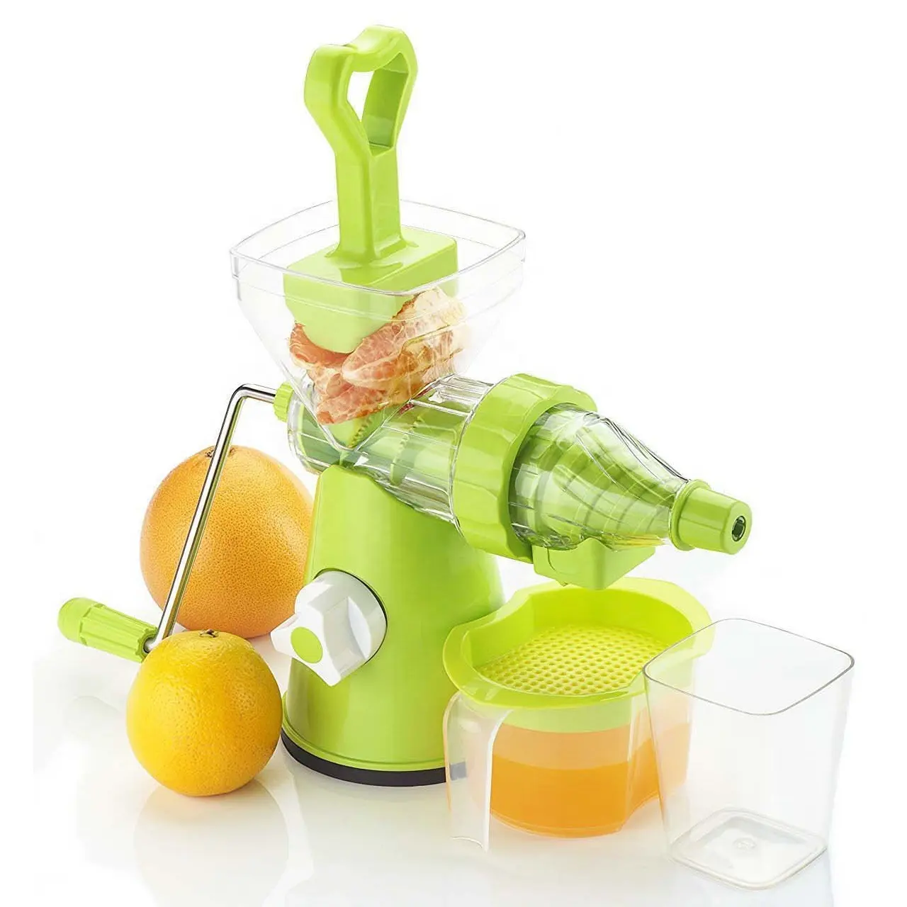 Indiase Plastic Handmatige Fruit-En Groentejuicer Stalen Handvat Met Vacuüm Unit Vergrendeling Draagbare Handgreep Juicer Voor Fruitmachine