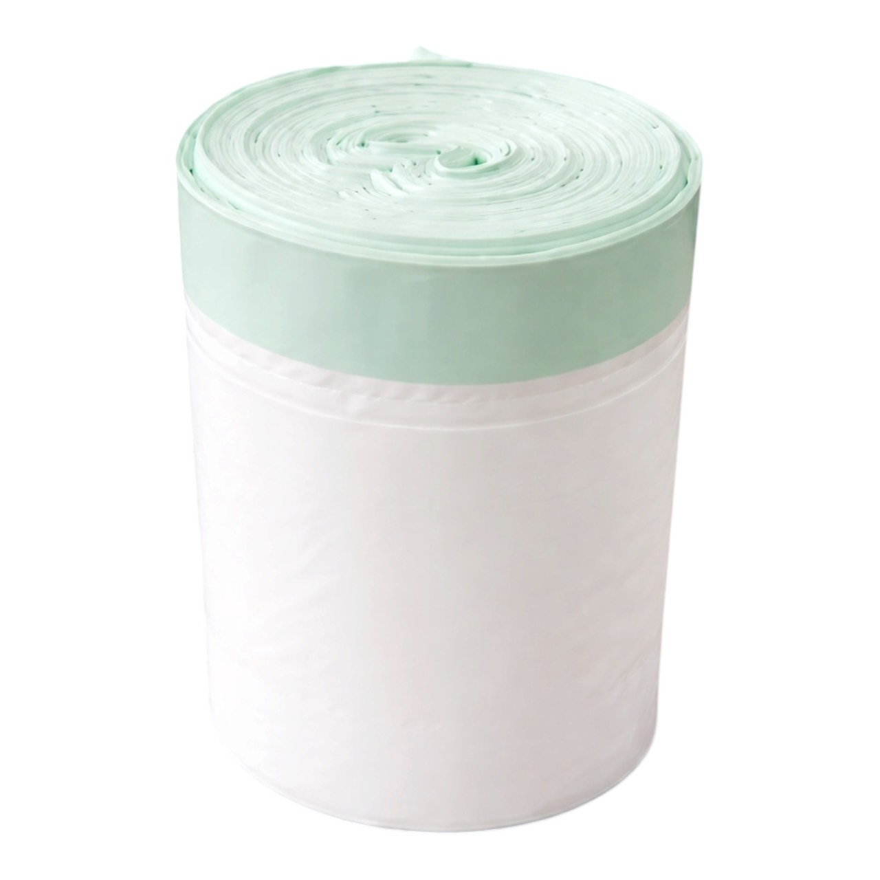 White Drawstring Bags with Green Ties