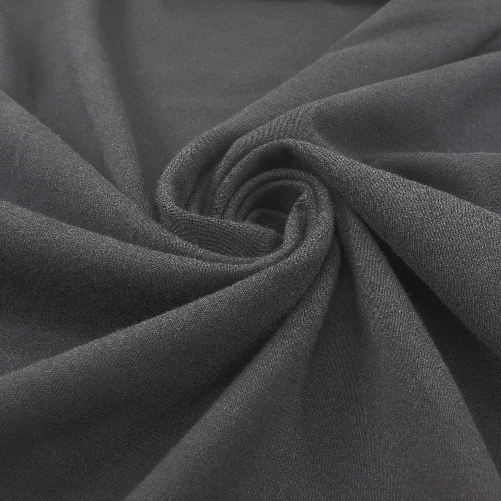 Großhandels preis Günstige Stretch Schwarz Farbe 65% Baumwolle 35% Polyester 260GSM French Terry Stoff zum Nähen von Kleidung nach Kilogramm