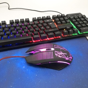 Juego combinado de juegos por cable 3 en 1 con iluminación RGB Ratón óptico Teclado retroiluminado LED para computadoras-Alfombrilla de ratón con interfaz USB - Product Image 4