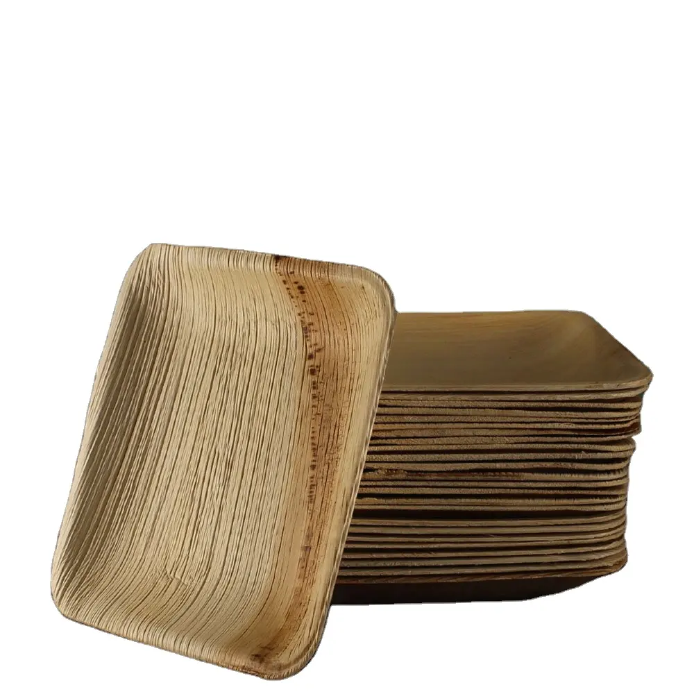 Assiettes de vaisselle en forme de feuille de palmier, 100% naturelles, 6 pièces