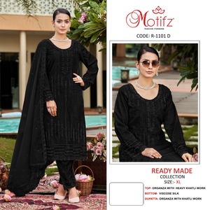 Premium Organza Embroidered Shalwar Kameez with Rich Khatli Work Viscose Silk Bottom &amp; Dupatta for Adults for Winter Occasions - Product Image 3