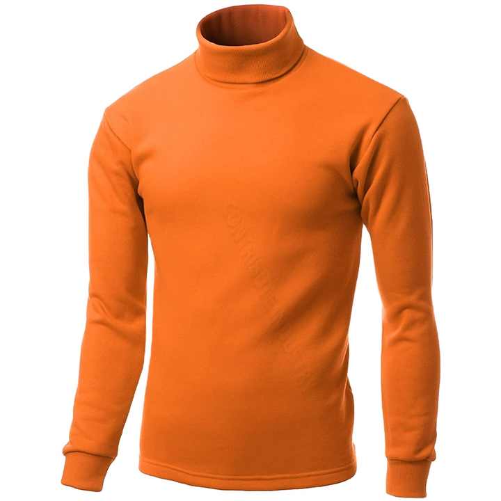 T-shirts extensibles solides à col haut pour hommes, vêtement à la mode, col de tortue, livraison directe