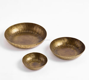 Customised Modern Plant Home Decor Set Antique Brass Aluminium Stacking Bowls 3 Low <strong>Bulk</strong> for Christmas Wedding Metal Handicraft - Product Image 1