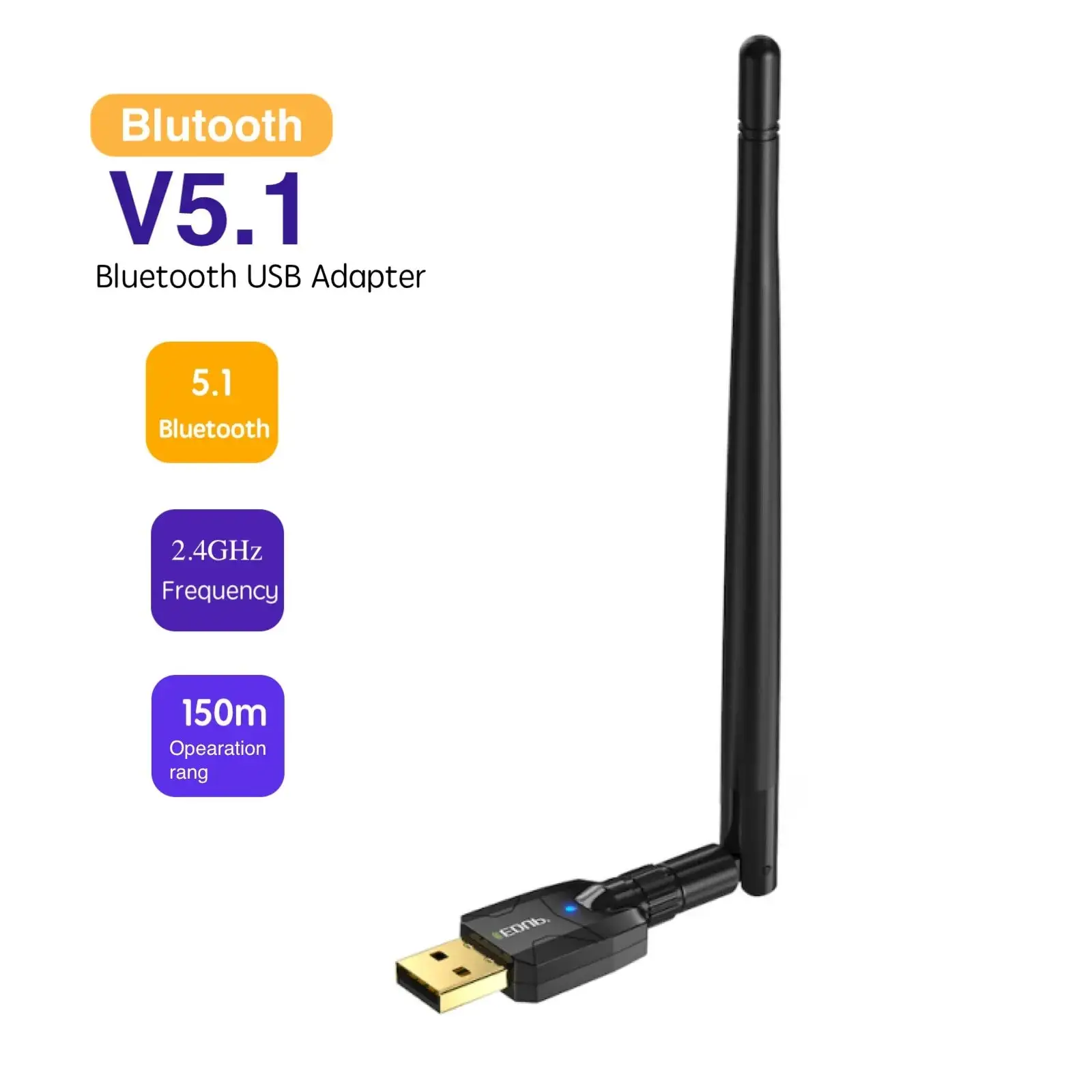 Bluetooth-адаптер EDUP 150 м, USB, Bluetooth, 5,1, приемник-передатчик для Windows 11/10/8, беспроводная мышь, адаптер