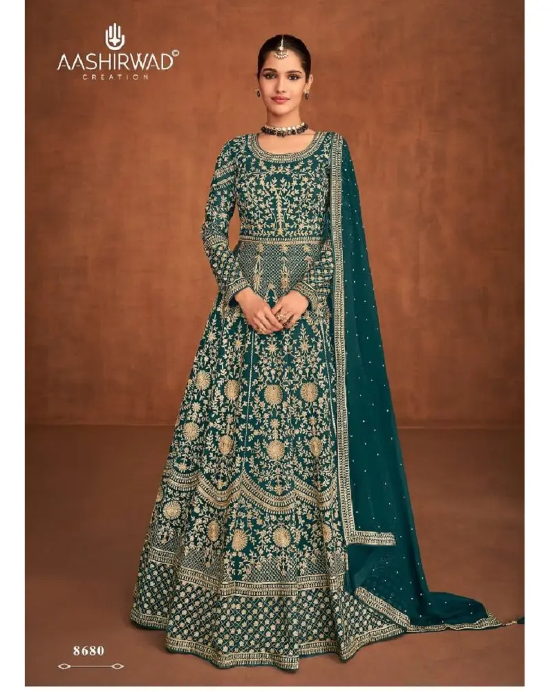 Vestido longo de casamento, vestido longo com bordado para georgette da índia