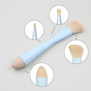 מברשות ורוד כחול איפור <span class=keywords><strong>4</strong></span>-<span class=keywords><strong>in</strong></span>-<span class=keywords><strong>1</strong></span> סט מברשת מתאימה עבור נסיעות עם התאמה אישית לוגו פרטי - Product Image 1