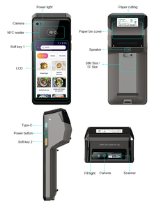 OEM, заводской Портативный 4G POS-терминал, Android 11, 4-ядерный набор микросхем MTK, для получения заказа, сенсорные мобильные системы POS - Product Image 4