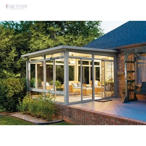 Fuson Factory Direct Hochwertiges, einfaches Gleit-und Gleit system Elektrisches versenkbares Dach aus gehärtetem Glas für den Wintergarten