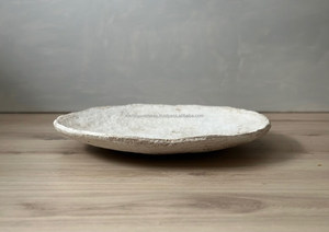 Giấy Thủ Công MACHE Bát 15 inch Thêm lớn nông tàu thấp bàn cà phê Bát tuổi trắng kết cấu Hữu Cơ wabi Sabi nóng - Product Image 4