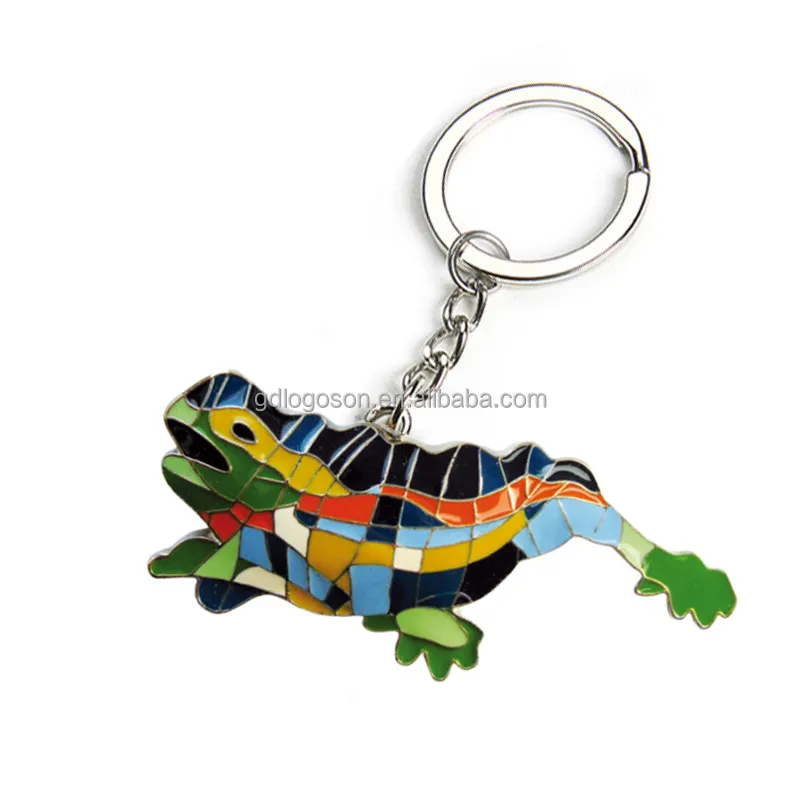 Porte-clés Gecko en métal et émail, accessoire fantaisie, cadeau Souvenir de football, espagne, dubaï, Lizard,