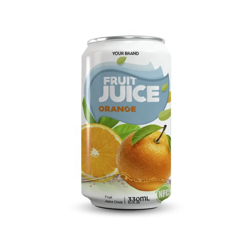 Portakal suyu içecek hamuru toptan fiyat ile 330ml kutular tropikal suyu içecek özel etiket özelleştirmek