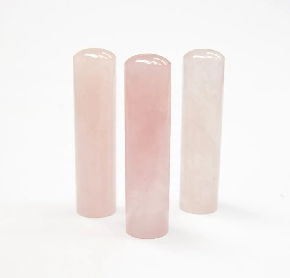Sigillo di pietra di quarzo rosa di colore rosa naturale/timbro/Inkan/Hanko Chop Hanko Seal / 12mm x 61.5mm (disponibile)