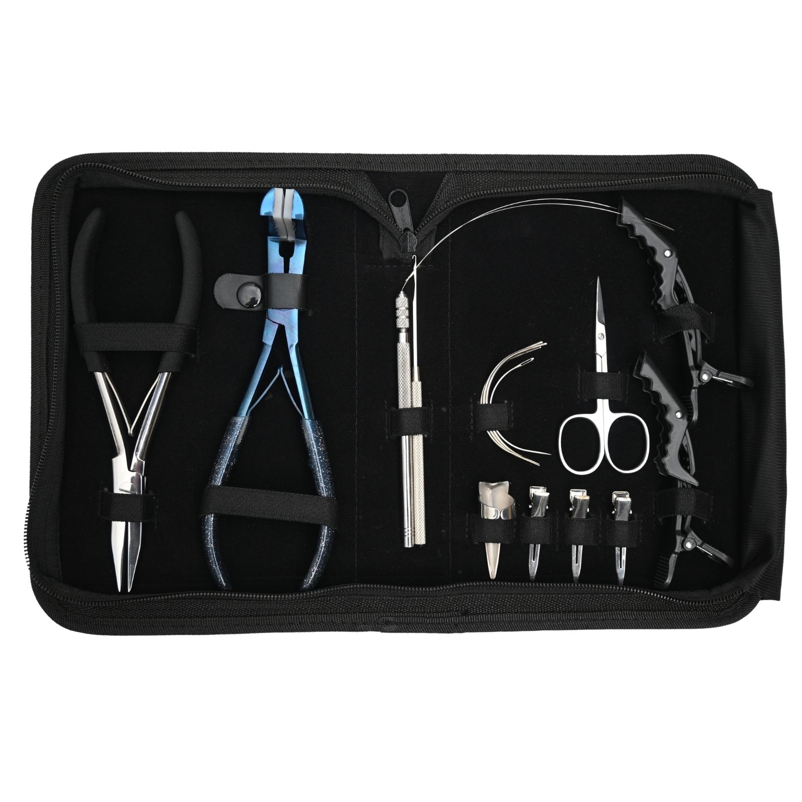 Blue Tape in plier with silver tools