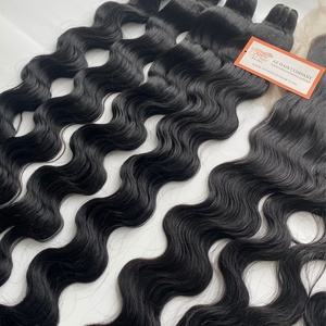 100% saf ham işlenmemiş bakire ham vietnam insan saçı uzantıları gevşek derin dalgalı doğal renk makine çift atkı Remy - Product Image 4