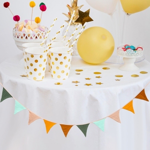 Banderas de tela de algodón Banderín Cadena Banderín Bunting Decoración festiva Banderas coloridas Banderines triangulares lavables Banner - Product Image 2