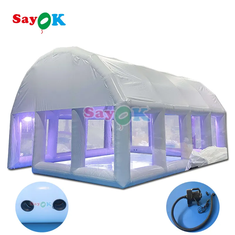 Tienda de globos cuadrada inflable transparente emergente automática, tienda de cúpula con cubierta de piscina inflable hermética personalizada
