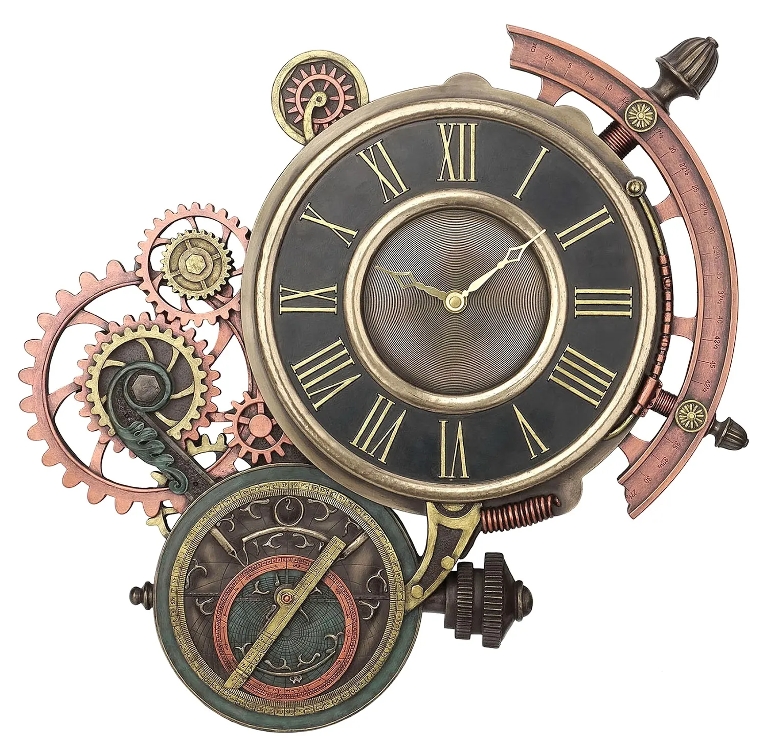 Design veronês-steampunk astrolabe relógio de parede-bronze de fundição fria-oem disponível