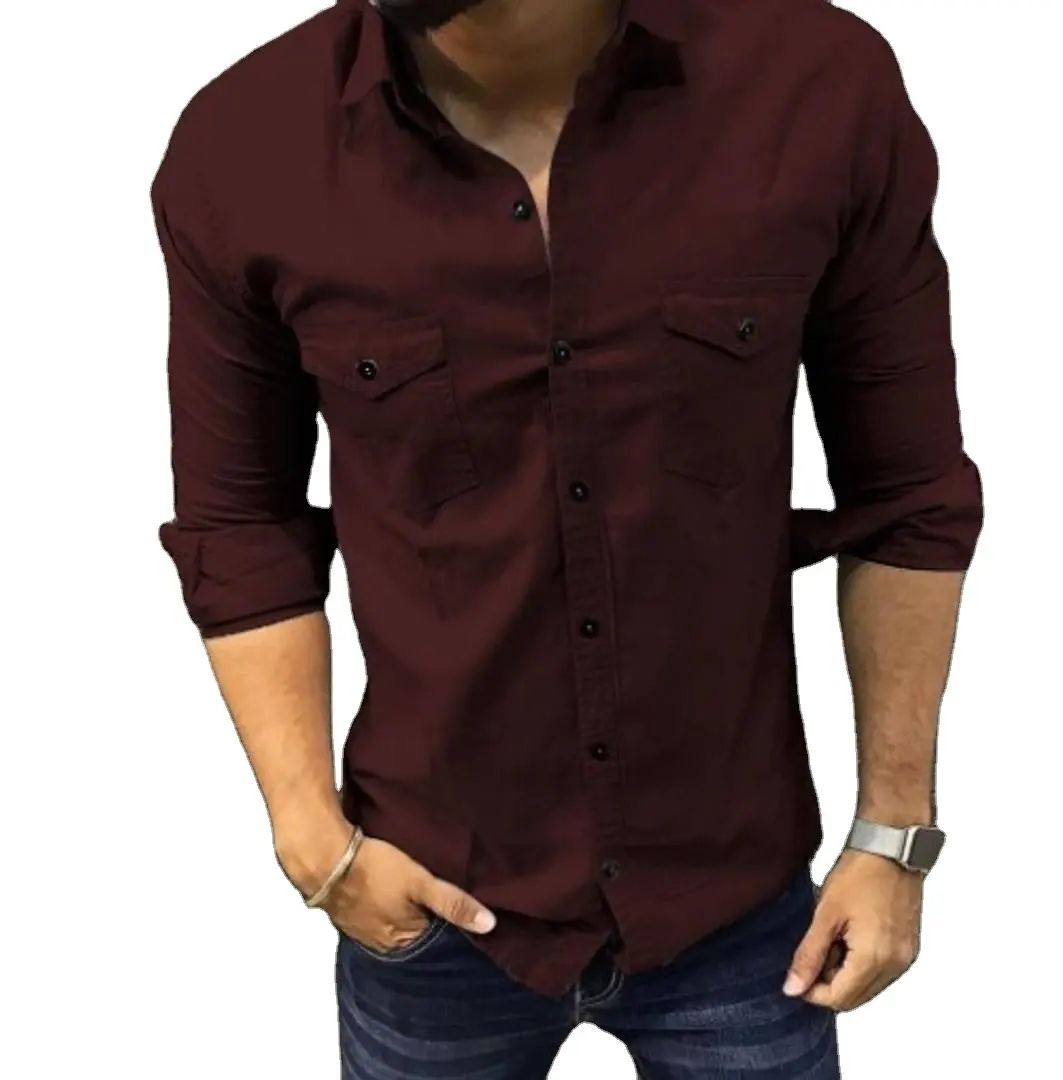 Camicia da uomo formale all'ingrosso OEM più venduto 100% cotone alla moda di alta qualità personalizzato logo manica lunga camicia tinta unita
