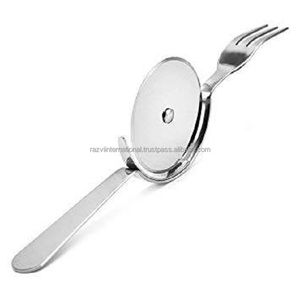 Stainless Steel <strong>Pizza</strong> <strong>Cutter</strong> With <strong>Fork</strong> Fancy Design Disposable Kitchen Tool Customizable Logo Modern Style Boxed <strong>Pizza</strong> Tools - Product Image 1