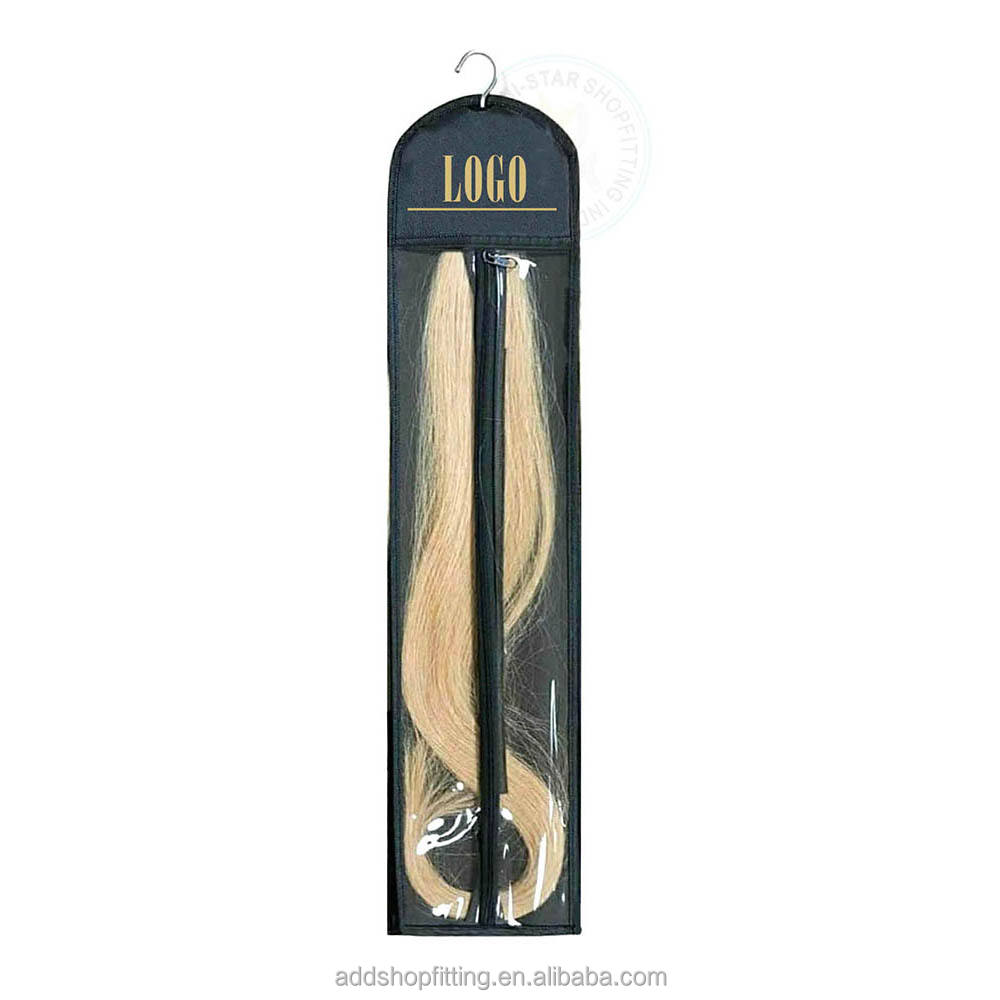 MOQ 300pcs 14 x 60 cm black hair bag