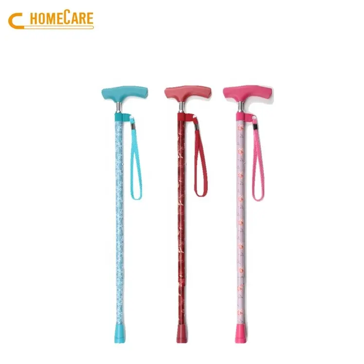 Metal connection wood handle height adjustable cane