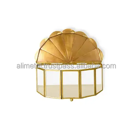 Metal and Glass Peacock Wing Brass jewellery box and high quality display box for decoration completely customiseable