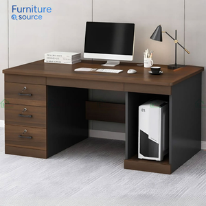 Escritorio de oficina simple, estación de trabajo con diseño de dos cajones, mesa rentable con soporte para CPU y gabinete - Product Image 2