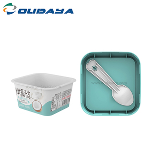 110ml <strong>Rectangle</strong> <strong>Shape</strong> <strong>Container</strong> with IML Printing Plastic Ice Cream Pudding Yogurt Cup with Lid - Product Image 3