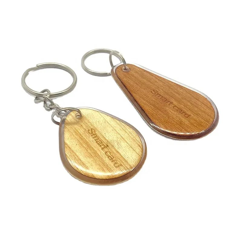 Wood Key Fob Tag Eco-friendly personalizado impresso epóxi NFC madeira KeyFob Tag