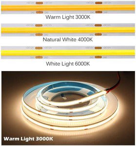 DC12/24V 312LEDs/m <strong>CRI</strong> <strong>90</strong>+ 11W/m 16.4FT 8mm Width COB Flexible High Density Uniform <strong>LED</strong> Strip Light - Product Image 6