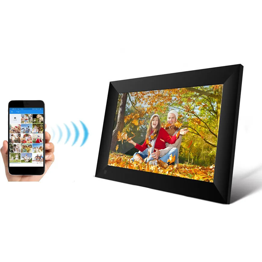 10.1 Inch Smart WiFi Digital Photo Frame Features Easy Auto-Rotate for Portrait and Landscape Views High Definition IPS Screen