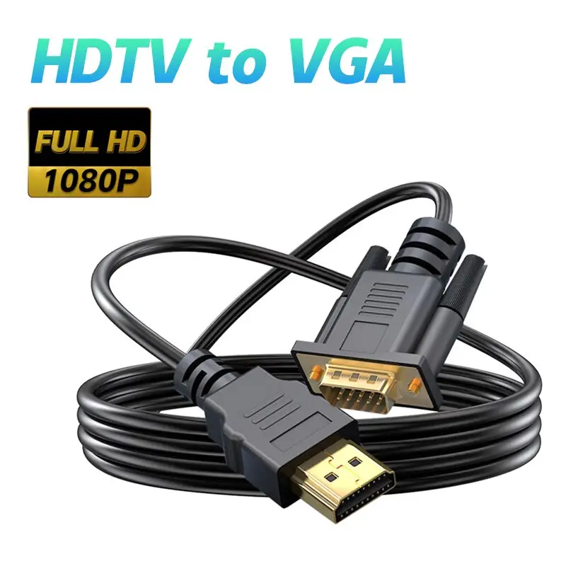 HDMI erkek VGA erkek 1080P 60Hz HDMI uyumlu kablo VGA adaptörü dijital bilgisayar Laptop için Analog