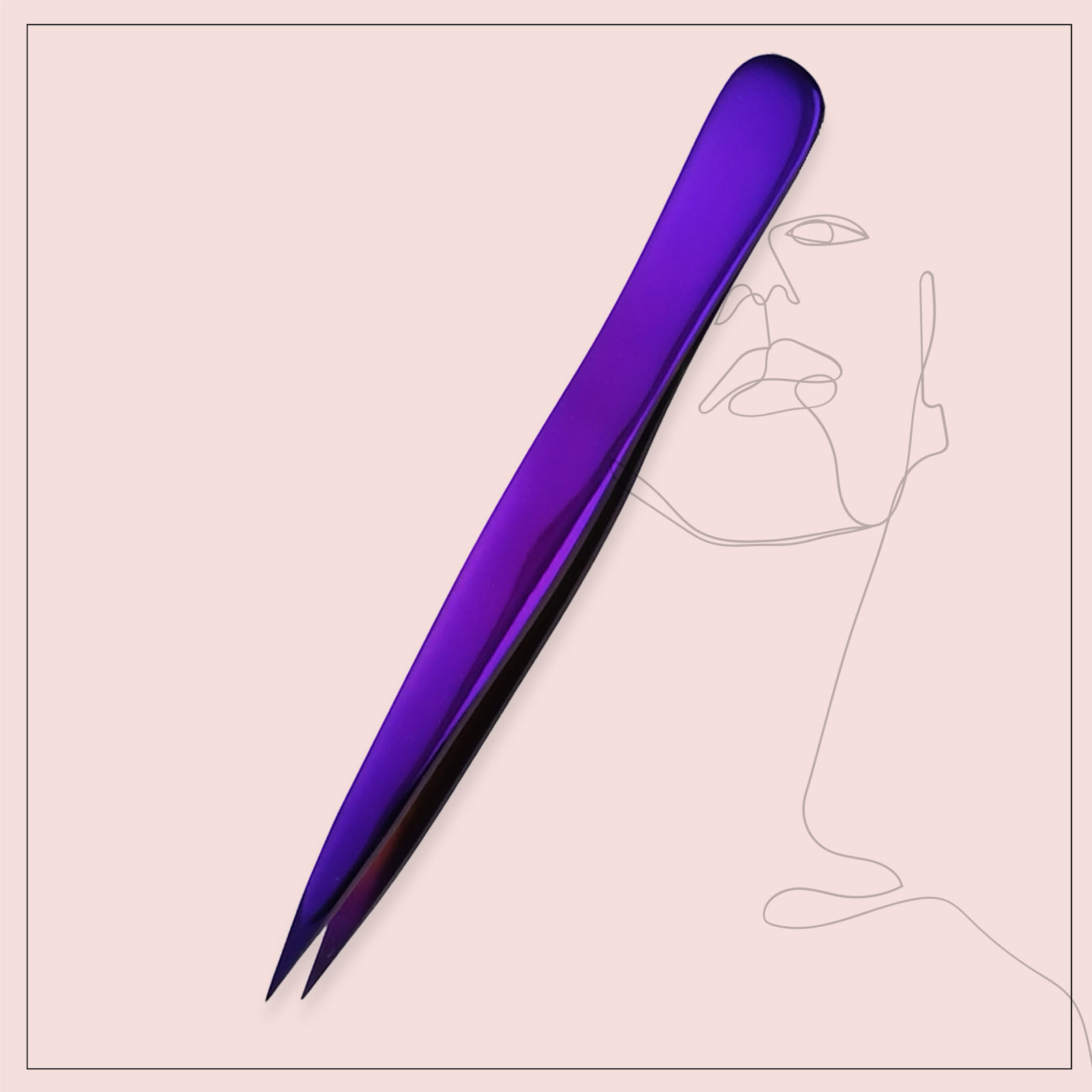 Pince à épiler à sourcils à pointe pointue violette