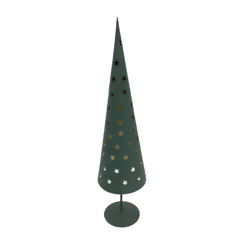 Cono decorativo de hierro para decoración del hogar, suministros de decoración de Navidad de estilo americano, verde y dorado, hecho a mano, personalizado