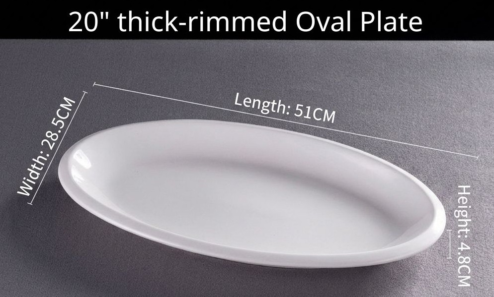 20" thick-rimmed oval Plate