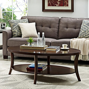 Classic Wooden Coffee <strong>Table</strong> for Living Room <strong>Set</strong> <strong>3</strong>-Piece Design Featuring Oval Coffee <strong>Table</strong> and Matching End <strong>Tables</strong> - Product Image 5