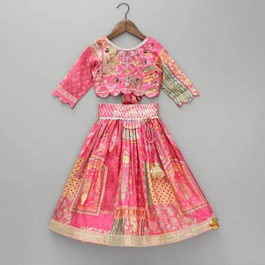 最新现代传统印度设计儿童锦缎<span class=keywords><strong>lehenga</strong></span> choli服装可从印度批量购买