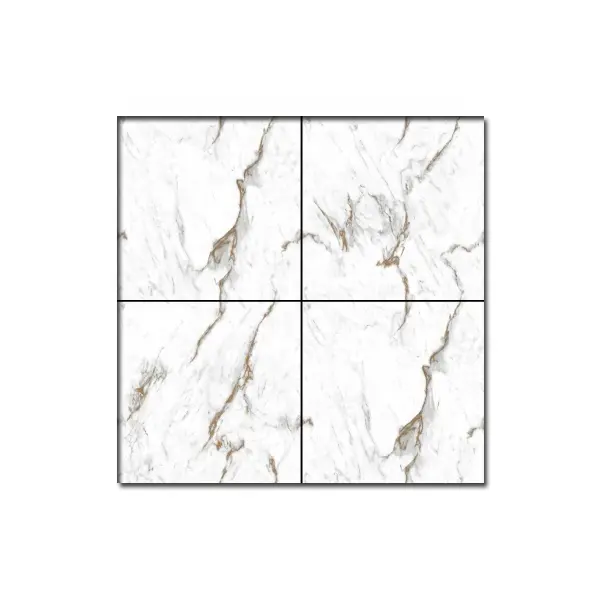 Azulejos de piso de 600x600mm de porcelana esmaltada con aspecto de mármol esmaltado pulido blanco brillante, azulejos de casa, azulejos de piso de lujo