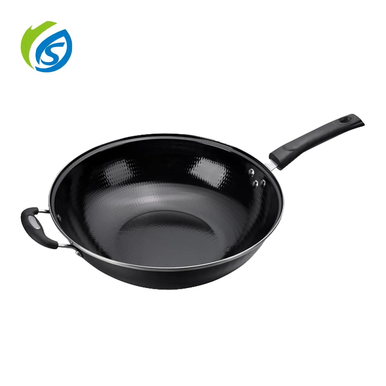 Venda quente Estilo Chinês Frigideiras Porcelana Esmalte Baquelite Handle Flat-bottom Wok