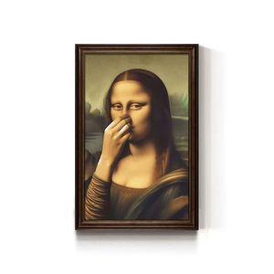 蒙娜丽莎迷因艺术画布框架画现代室内装饰搞笑著名艺术复制海报Mathematica