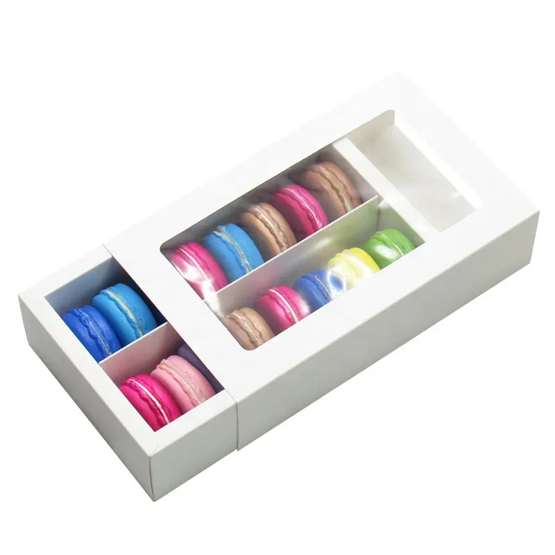 Il cassetto di lusso della scatola di imballaggio di Macaron personalizza le scatole di Macaron marroni del contenitore di regalo