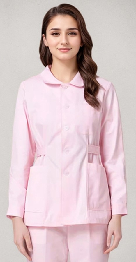 Top léger rose à manches longues et col Peter Pan + pantalon