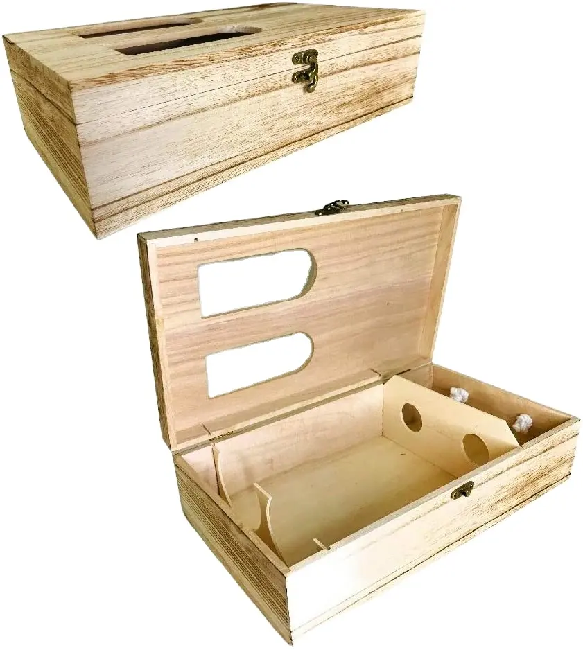 عرض صورة أكبر أضف لمقارنة المشاركة 2 عبوة-مقبض مزدوج لتخزين الخشب صندوق هدايا مع مفصلات لـ B
